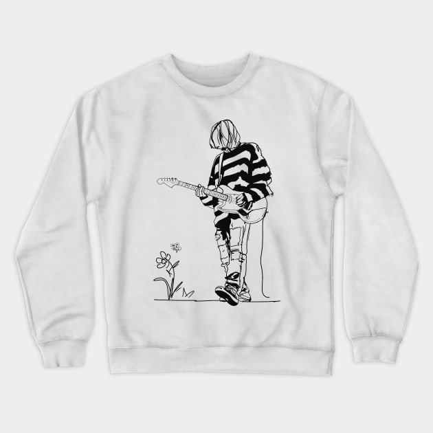 Kurt Cobain Crewneck Sweatshirt by WouryMiddleAgeDrawing